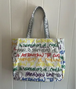 Rare HTF Vintage Y2K Harajuku Lovers Nylon Gwen Stefani XLarge Tote Handbag Bag thumbnail 1