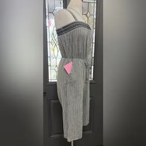 Universal Threads Striped Wide-Leg Cropped Jumpsuit with Tie Waist thumbnail 3