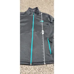 The North Face Womens L Grey Teal Full Zip Fleece Lined Jacket Mock Neck Snag thumbnail 9