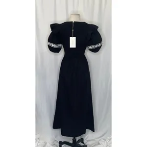 NWT!! CLEOBELLA‎ Selma Midi Dress Embroidered Black Ruffle Puff Sleeves X-Small thumbnail 9
