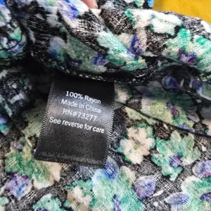 SO Goods For Life -579 Y2K Floral Smocked Peplum‎ Blouse Black Green Blue Large thumbnail 4