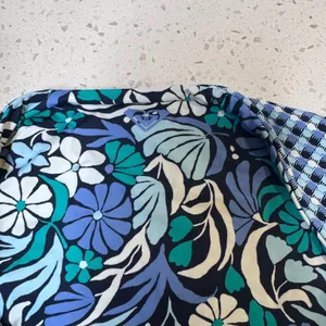Roxy Reversible Bikini Bottoms Blue Floral Geometric Print Size Medium M‎ NWT thumbnail 6