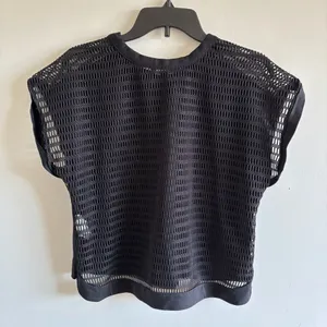 Banana Republic Black Mesh Back Short Sleeve Top Size S thumbnail 5