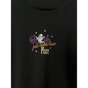 Vintage MC Sportswear Womens 1X Sweatshirt Top Halloween Ghoul Ghost‎ Black thumbnail 2