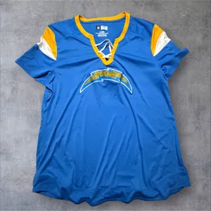 NFL Team Apparel Los Angeles Chargers Lace Up Jersey Top Blue Women XL thumbnail 1