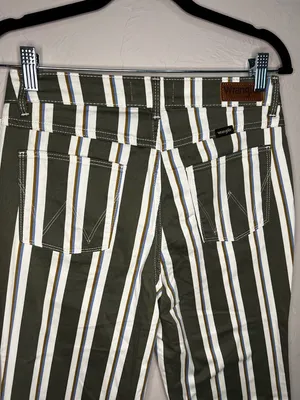Wrangler NWT Fierce Moss Green Striped Flare Western Cowgirl‎ Boho Pants thumbnail 11