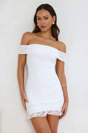 Hello Molly white mini dress off shoulder mine only lace thumbnail 2
