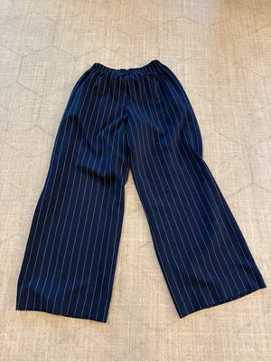 OFFLINE by Aerie Pinstripe Wide Leg Pants XS Short Navy Pull On thumbnail 2