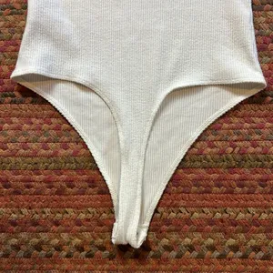 American Eagle White Ribbed Tank Bodysuit One Piece thumbnail 6