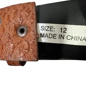 Womens Western Snakeskin Print Rhinestone Studded Belt Brown Boho Size 12 thumbnail 5