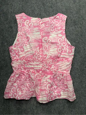 Amanda Uprichard Women’s Small Pink and White Printed Tie-Front V-Neck Camisole thumbnail 6