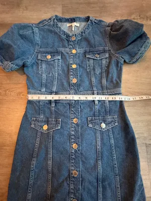 Maje Puff Sleeve Denim Button-Front Dress thumbnail 5