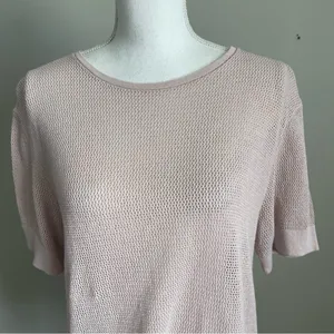 ZARA | Pink Loose Knit Lightweight Short Sleeve Top Sz L thumbnail 3
