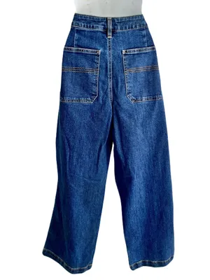 LL Bean Classic Fit 207 Wide Leg High Waisted Jeans in “Washed Indigo”, Size 10 thumbnail 3