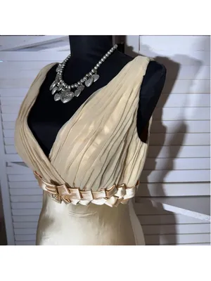 Vintage 90s prom dress golden satin open back mermaid formal homecoming fairy S thumbnail 5