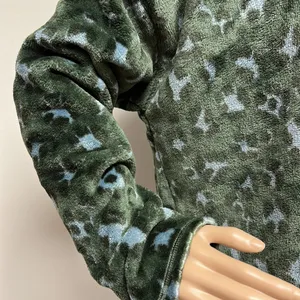 Aerie Cropped Fleece Chunky Long Sleeve Top green spotted camo look size M thumbnail 4