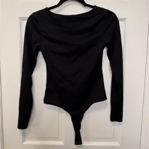 Nuuds Long Sleeve Square Neck‎ Bodysuit Black Size Small thumbnail 4