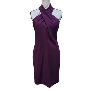 Eliza J NWT Plum Purple Crisscross Halter Sheath Dress EJ8M7992 Womens Size 8 thumbnail 2