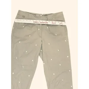 Lizgolf Cathren Cropped Pants‎ Women's 4 Khaki Floral Embroidered Cotton thumbnail 4