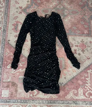 Lucy in the Sky Black and Silver Polka Dot Dress thumbnail 1