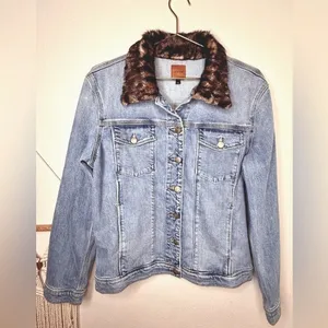 JOE’S Jean Jacket with Leopard Faux Fur Collar Denim new no tags Animal Print thumbnail 6
