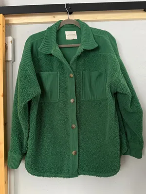 American Eagle AE Green Sherpa Corduroy Shacket Jacket Oversized Size Medium thumbnail 1