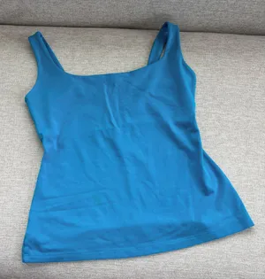 Susana Monaco Blue Essential Everyday Tank Top Square Neck Summer Top Size Large thumbnail 1