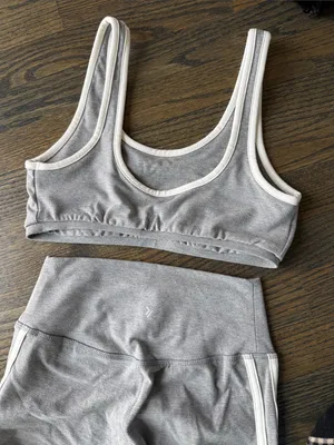 Old Navy PowerChill Side-Striped Leggings & Tank Matching Set size XS Grey NWOT thumbnail 7