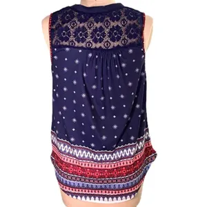Absolutely Famous Ladies Boho Chic Blue Cami Tank Top Shirt Size M Medium ~Paisley Tank Top Blouse thumbnail 3