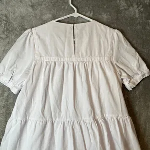 Pomander Place‎ Women's Size Medium White Quinn Tiered Mini Dress Cotton Blend thumbnail 5