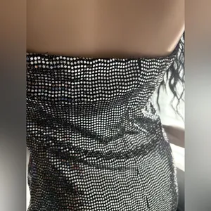 A3 Design Black Sequin Strapless Mini Dress Silver Size M thumbnail 8