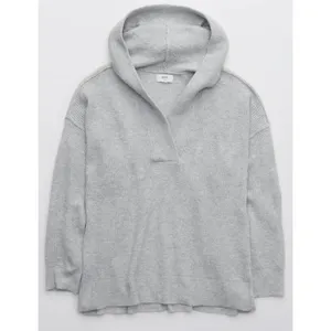 Aerie | EUC CozyUp Waffle Sweater Hoodie in Gray Oversized | Sz M thumbnail 2