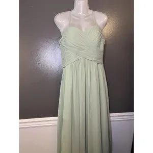 Azazie Dress Womens A8 Green Chiffon Sweetheart Spaghetti Strap Maxi Formal thumbnail 2