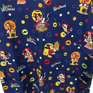 Disney Halloween Scrub Top Shirt XL Blue Mickey‎ Minnie Donald Duck Halloween thumbnail 3
