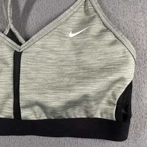Nike Sports Bra Womens Small Gray‎ Black Dri-FIT Strappy Crossback Athletic thumbnail 2