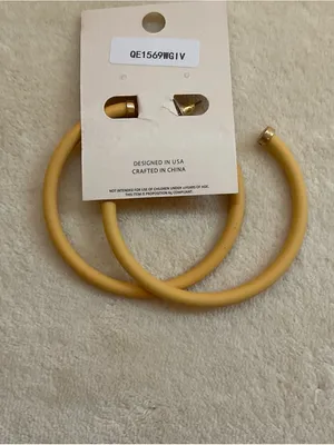 Pomina Mustard Yellow Hoop Earrings - Bold Matte Fashion Hoops thumbnail 4
