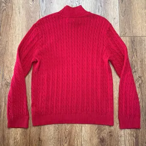 VTG Lauren Ralph Lauren Red Cable Knit Mock Neck Crest Sweater Womens XL Preppy thumbnail 8