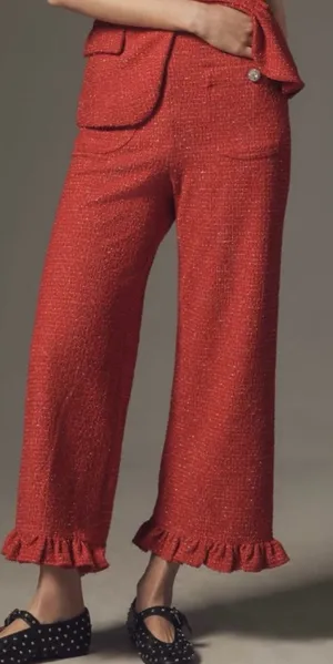 Anthropologie Maeve The Colette Crop Wide-Leg Pants: Tweed Edition, Size 27 thumbnail 1
