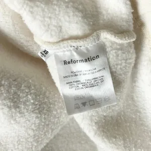 Reformation Hampton Sweat Mini Dress White Organic Cotton Fleece Half Zip XS thumbnail 6
