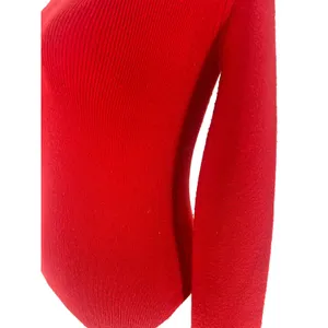 Alice + Olivia Ciara Bright Red‎ Ribbed Cropped Pullover Sweater XS thumbnail 6