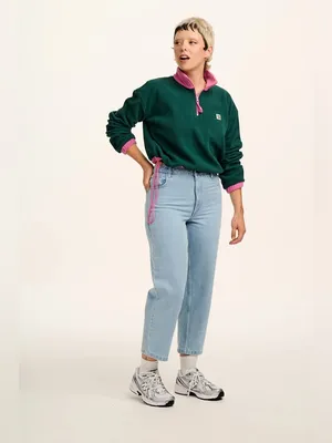 Lucy & Yak Blair Fleece Pullover Green Pink S Gorpcore Retro 90s Quarter Zip thumbnail 2