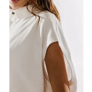 NEW Free People We The Free Keep On Ivory Cotton Slouchy Oversized Fit Polo Top thumbnail 5