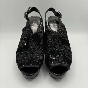 NINE WEST Black Sequin/Metallic‎ Look Heels, Womens Size 7 thumbnail 2