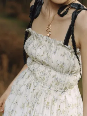 Brock Collection x H&M CONSCIOUS Cream Floral Black Bow Detail Tie Dress XS thumbnail 2