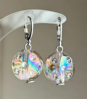 Handmade round beads y2k cute dangle earrings⭐️ thumbnail 1