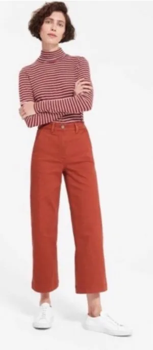 $98 Everlane Wide Leg Crop Jeans in rust orange terracotta size 0 thumbnail 1