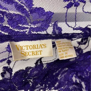 Vintage Victoria’s Secret Gold Label Medium Satin Lace Purple Lingerie Teddy thumbnail 6