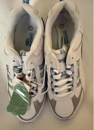 Danskin Now White Blue Gray Athletic Sneakers Women Lace Up Rubber Geometric thumbnail 1