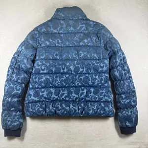 Guess Womens Blue Floral Damask Puffer Jacket Full Zip Quilted Coat Large L thumbnail 10