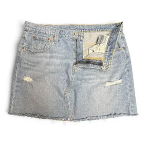 Levi's Cotton Distressed Ripped Grunge Denim Jean Skirt 32 thumbnail 2